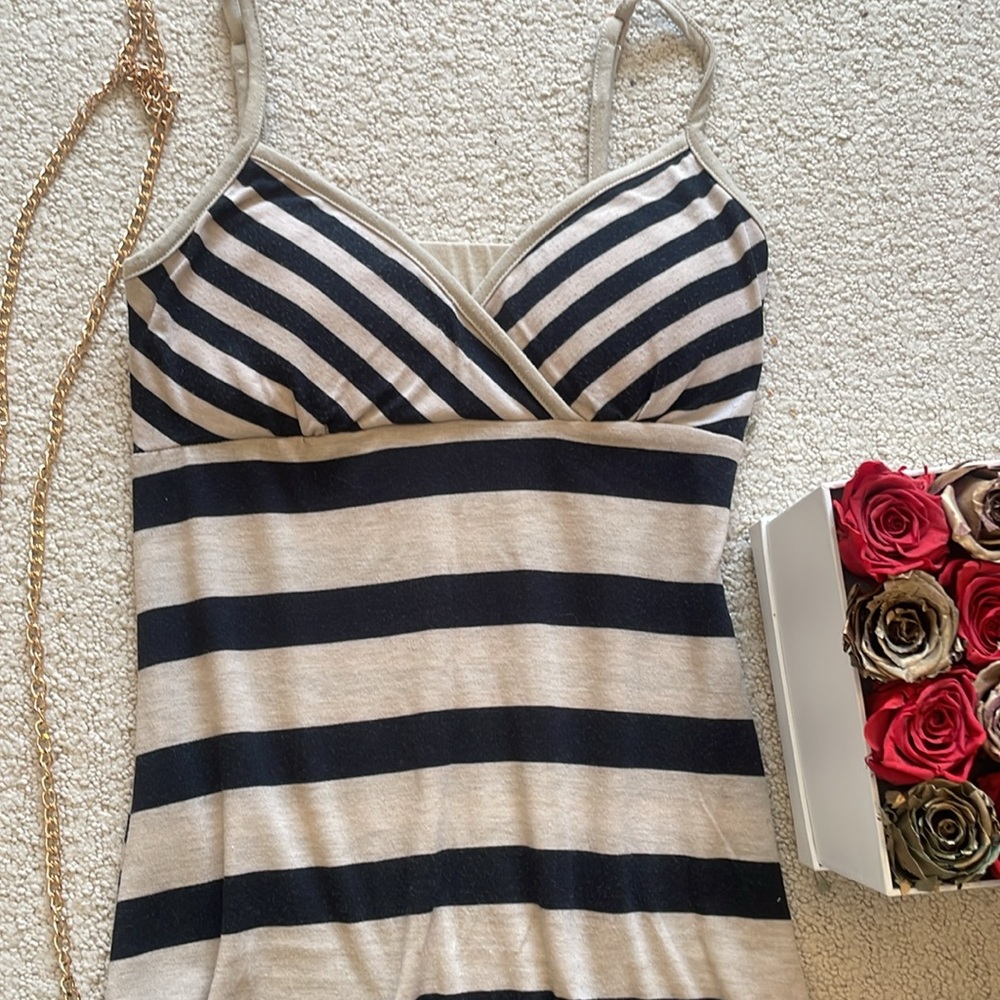 Razzle Dazzle Blue Striped Cut Out Slit Maxi Dress S - Picture 6 of 16